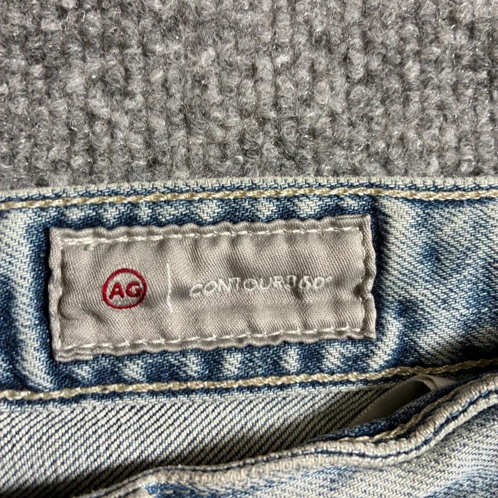 AG Kinsley High Rise Pop Crop Jeans‎ Womens 25 Light Wash Raw Hem Distressed